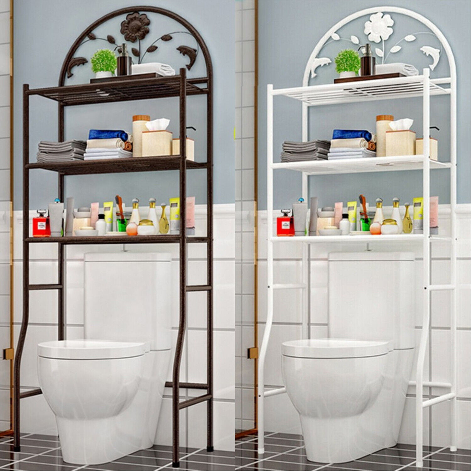 25 in. W 3-Shelf Over-The-Toilet Freestanding Storage Organizer Toilet Rack  HYWY-63999BN - The Home Depot