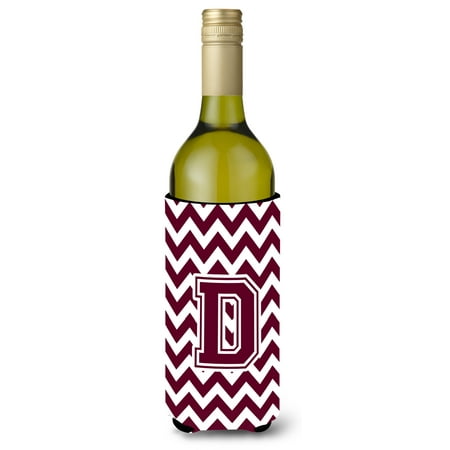 

Caroline s Treasures CJ1051-DLITERK Letter D Chevron Maroon and White Wine Bottle Hugger Wine Bottle multicolor