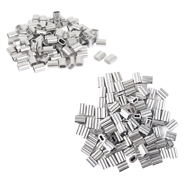 100Pcs 2.5mm Wire Rope Sleeves Clip Cable Crimps & 120 Pcs Crimping Loop Sleeve 2mm Diameter Wire Rope and Cable