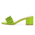 thumbnail image 4 of YDN Women Glossy Open Toe Bowknot Mules Slip On Mid Chunky Block Heel Slide Sandals Chic Daily Dressy Shoes Size 4 Green, 4 of 4