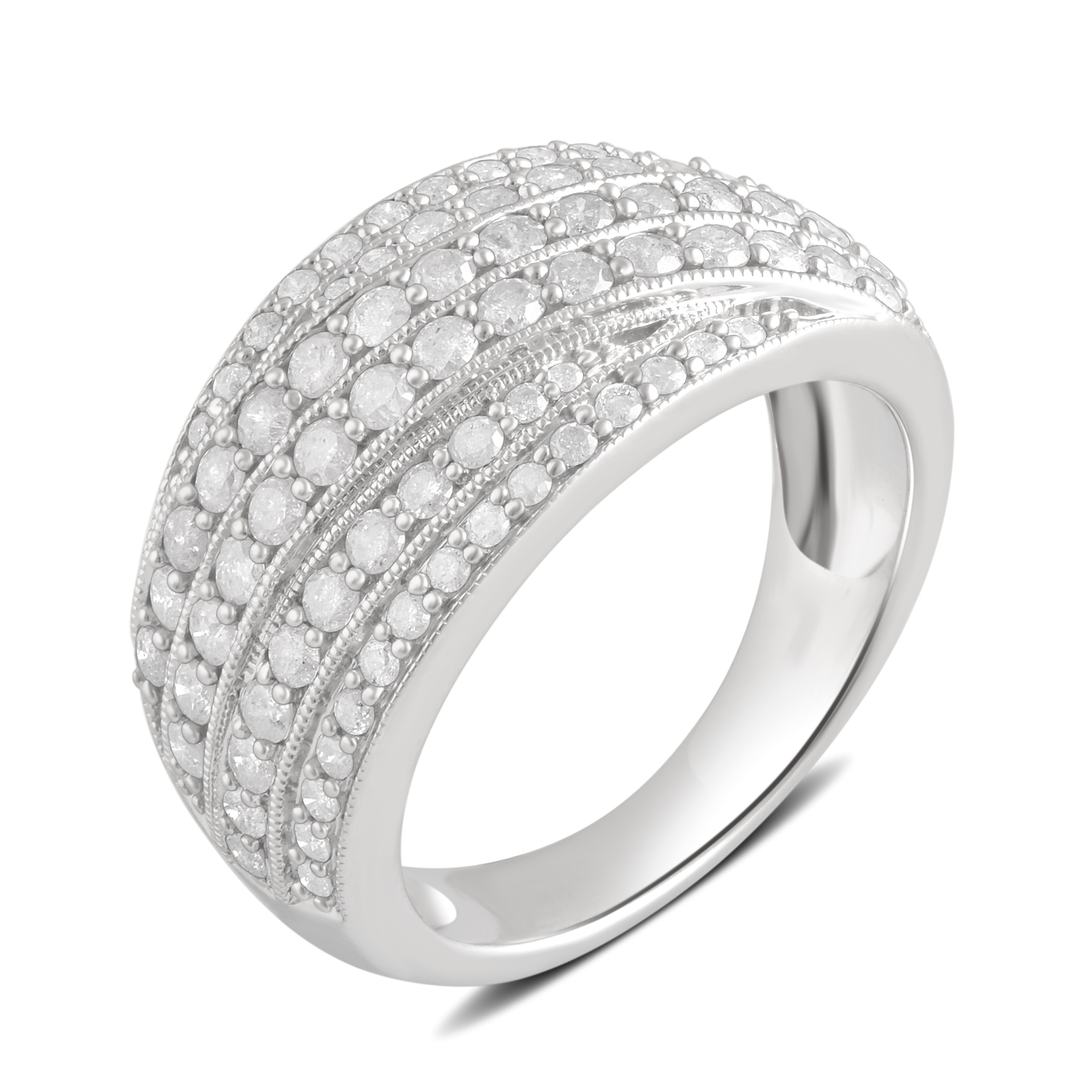Arista 1 1/4 Ct Diamond White Wave Anniversary Ring in Sterling Silver (I-J, I2-I3)