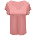 thumbnail image 4 of MIXUE Womens Summer Tops Solid Color V Neck Short Sleeve Fashion Casual Shirts For Women Tee Shirts Daily-Wear,Red,S, 4 of 4