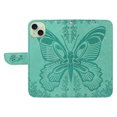thumbnail image 6 of Dteck Pattern Case for iPhone 15 Plus,Magnetic Leather Butterfly Floral Embossed Flip Case Card Slots Wallet Stand Cover with Wrist Strap for iPhone 15 Plus,Green, 6 of 7