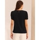 thumbnail image 4 of Camisa casual de manga corta con cuello redondo recortado para mujer Negro XS, 4 of 5