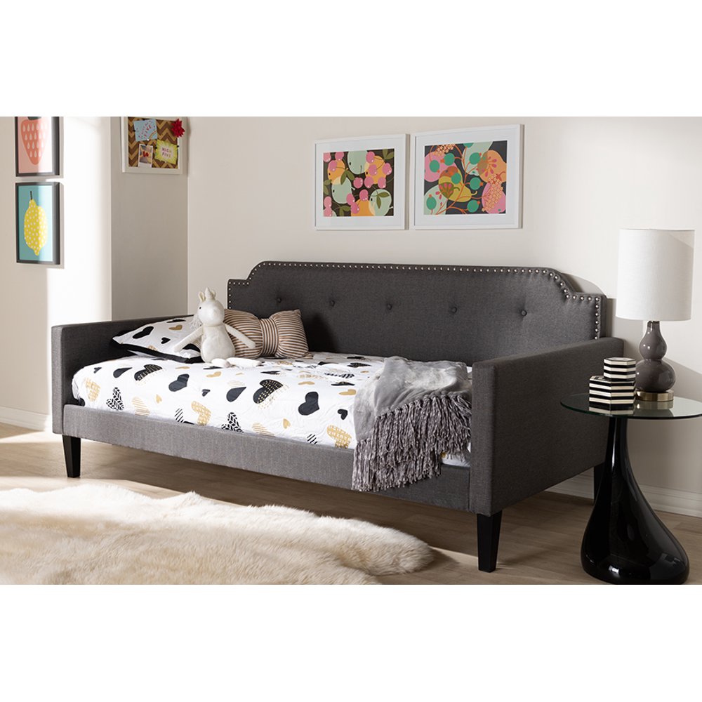 Baxton Studio Packer Modern and Contemporary Grey Fabric Upholstered Twin Size Sofa Daybed