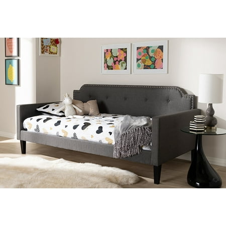 Baxton Studio Packer Modern And Contemporary Grey Fabric Upholstered Twin Size Sofa Daybed