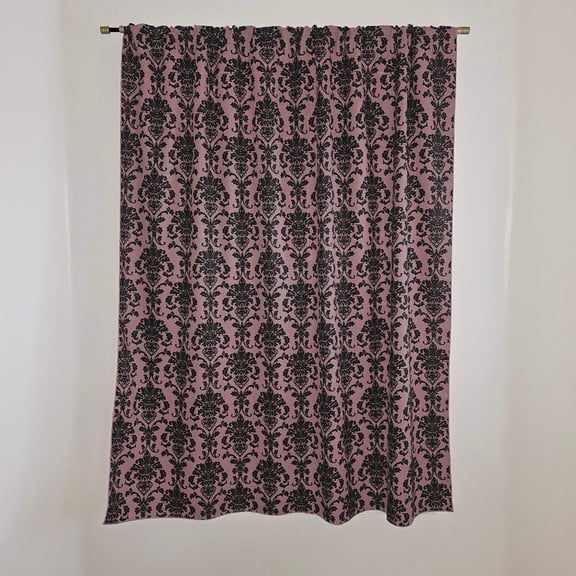 Poplin Damask Print Polyester Window Curtain 58 Inch Wide Dusty Rose