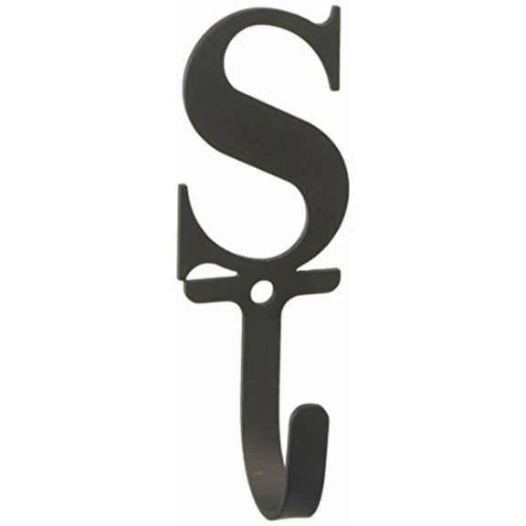 4 Inch S Shaped Wall Mount Hook, Wrought Iron, Black- Saltoro Sherpi