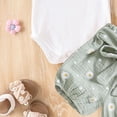 thumbnail image 5 of mgoYE Baby Girl Clothes 3Months Newborn Infant Girl Clothes Rib Knit Romper Daisy Print Shorts Headband Baby Summer Clothes 0 3 6 12 18 24 Months(Green,3-6 Months), 5 of 7