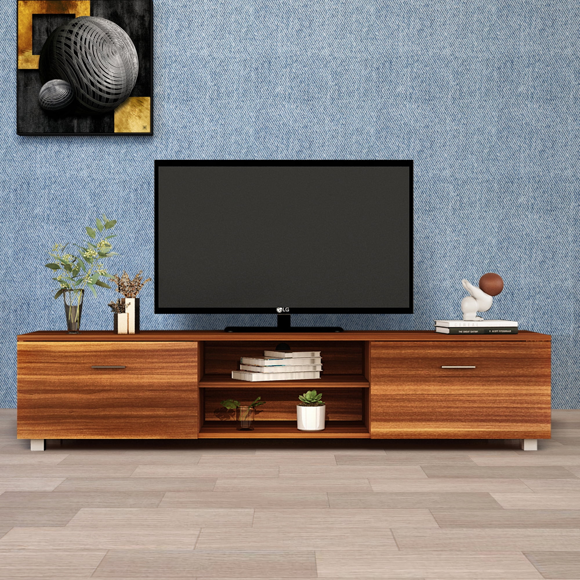 TV Stand for TVs up to 70 inch, Modern Entertainment Center, Wood TV