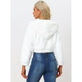 thumbnail image 4 of DARING DIVA Women's Faux Fur Zip Up Casual Fuzzy Hooded Crop Jacket XL White, 4 of 6