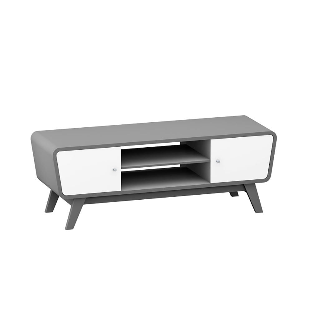 Finihen TV Stand, TV Cabinet, Sliding Door TV Stand with Adjustable Shelf for TVs up to 55 Inch, for Living Room, Bedroom, Gray