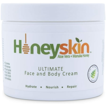 Face and Body Cream Moisturizer - Nourishing Aloe Vera - Manuka Honey for Rosacea Eczema Psoriasis Rashes Itchiness Redness - Natural Organic Cracked Skin Relief - Anti Aging - Anti Wrinkl
