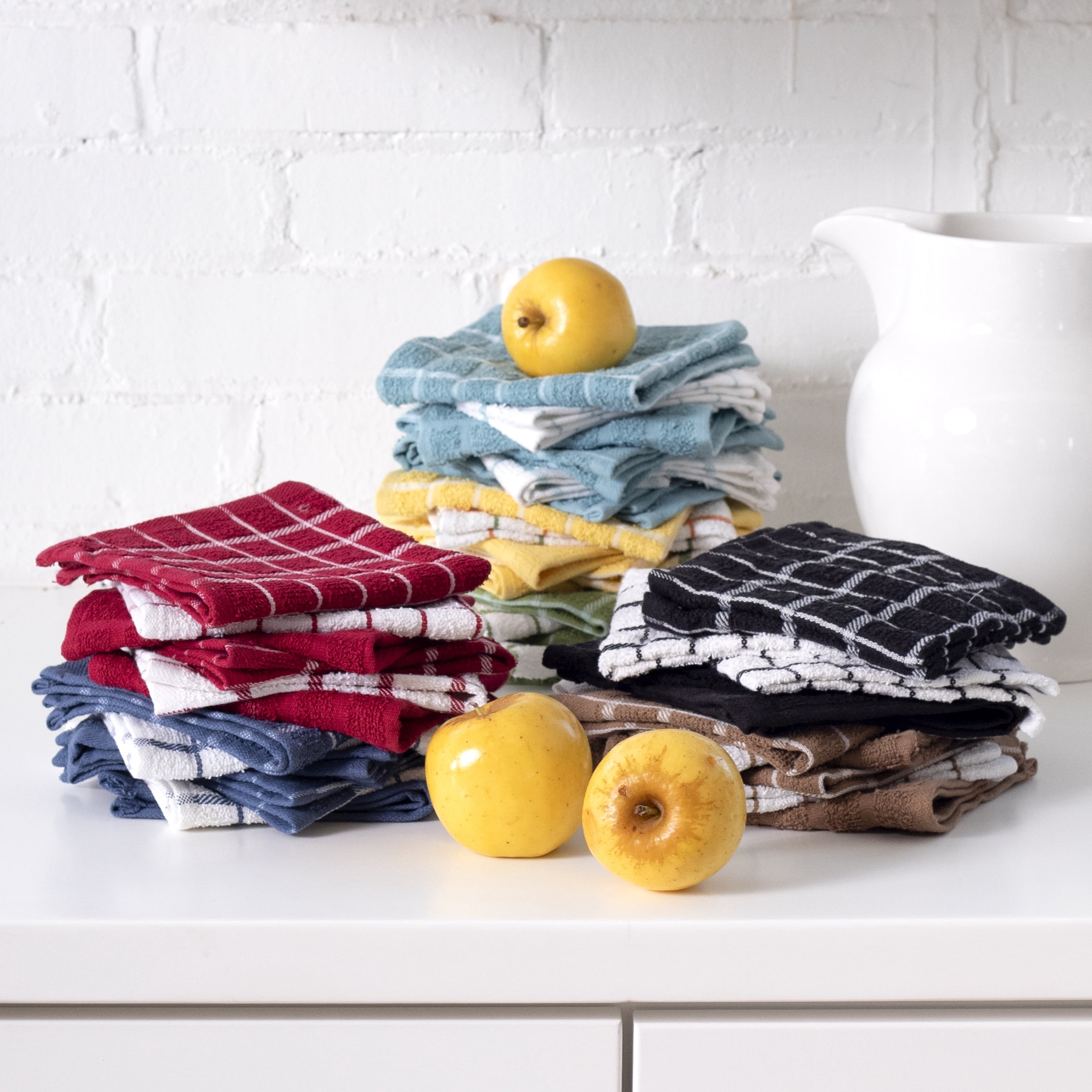 RITZ Terry Check Dish Cloth, Set of Six, Dew