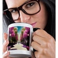 thumbnail image 2 of 3drose, Fantasy City Park in Spring. Blooming Trees, People, Digital Art Gift, 15oz Two-tone Black Mug, 2 of 6