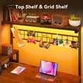 thumbnail image 3 of EnHomee L Shaped Computer Desk Reversible Corner Desk with Power Outlet & Long Monitor Stand Computer Desk with Led Lights and Storage Shelves, Rustic Brown, 3 of 9