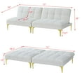thumbnail image 7 of Convertible Sectional Sofa, Convertible Sofa Bed with Adjustable Backrest and Gold Metal Legs, Teddy Fabric Sofa Couch for Living Room Bedroom Apartment Office, White, 7 of 7