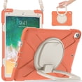 thumbnail image 4 of For iPad Air 3 10.5 Inch 2019/iPad Pro 10.5 Inch 2017 Case, 360 Rotatable Handle Stand, Shoulder Strap, Drop-Proof Design, Coral Orange, 4 of 7