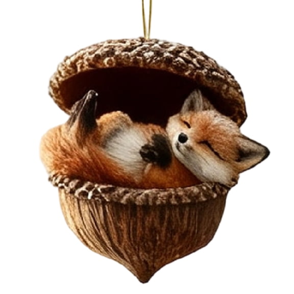 nTRIUQJ Forest Animal Acorn Ornaments – Cozy Forest Christmas Ornaments, Acrylic Cute Forest Animal Christmas Trees Hanging Decorations,Animal Lovers Gift E