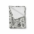 thumbnail image 2 of Sketchy Soft Flannel Fleece Throw Blanket, Vintage Retro Bicycle Bike Hand Drawn Vector Abstract Design Image Artwork, Cozy Plush for Indoor and Outdoor Use, 60" x 80", Black and White, by Ambesonne, 2 of 6