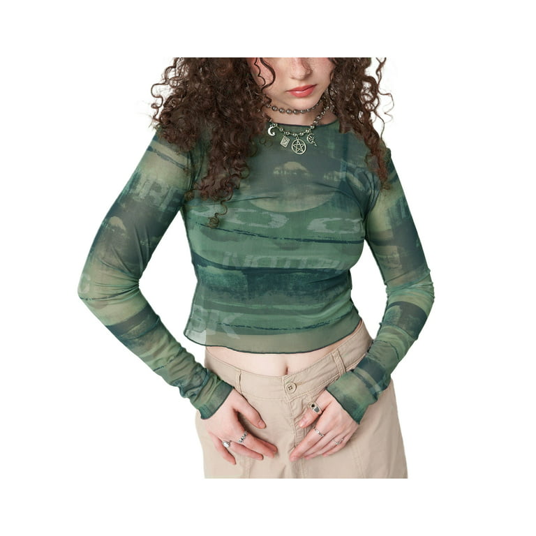 Bra30 Women's Scrappy-Extra-Long Crop Top, Army at  Women's Clothing  store