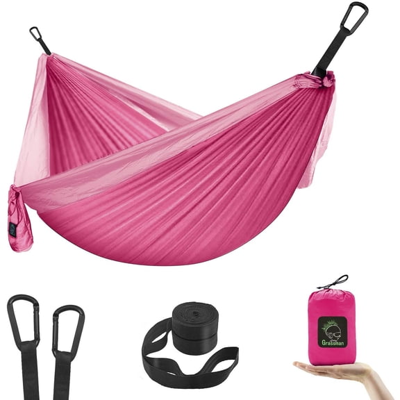 Kids Hammock 6 Ft x 3.5 Ft Portable Camping Hammock with Tree Straps and Carabiners Pink
