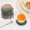 thumbnail image 3 of Yayeee 6 PCS Drink Coasters with Holder Set Woven Absorbent Round Tabletop Hot Pad, Mountains at Dawn, 3 of 7
