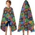 thumbnail image 3 of Colorful Games Graffiti Black Pattern Hooded Bath Towel，60"x35" for Ages 3 To 12 Kids, Quick Dry Lightweight Soft Microfiber Hood Beach Towel Cover Up for Kids, 3 of 7