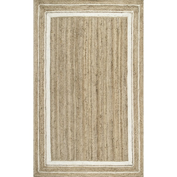 nuLOOM Rikki Braided Border Jute Area Rug, 9' 6" x 13' 6", Off White