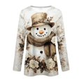 thumbnail image 5 of Fiaer Christmas Women Long Sleeve T Shirts Oversized Snowflake Snowman Crew Neck Xmas Tshirts Loose Fit Casual Fashion Holiday Tops Khaki1 L, 5 of 5