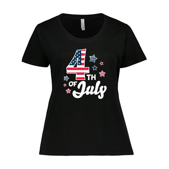Inktastic 4th of July with Striped Stars Women's Plus Size T-Shirt