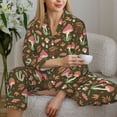 thumbnail image 6 of Honeii Mushrooms and Autumn print Women's Pajama Sets Long Sleeve Button Down Sleepwear Nightwear Soft Pjs Lounge Sets-Large, 6 of 7