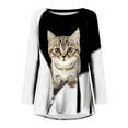 thumbnail image 4 of Pompotops Mode T-Shirts Décontractés à Col Rond pour Femmes, Imprimé Animal, Manches Longues, 4 of 5