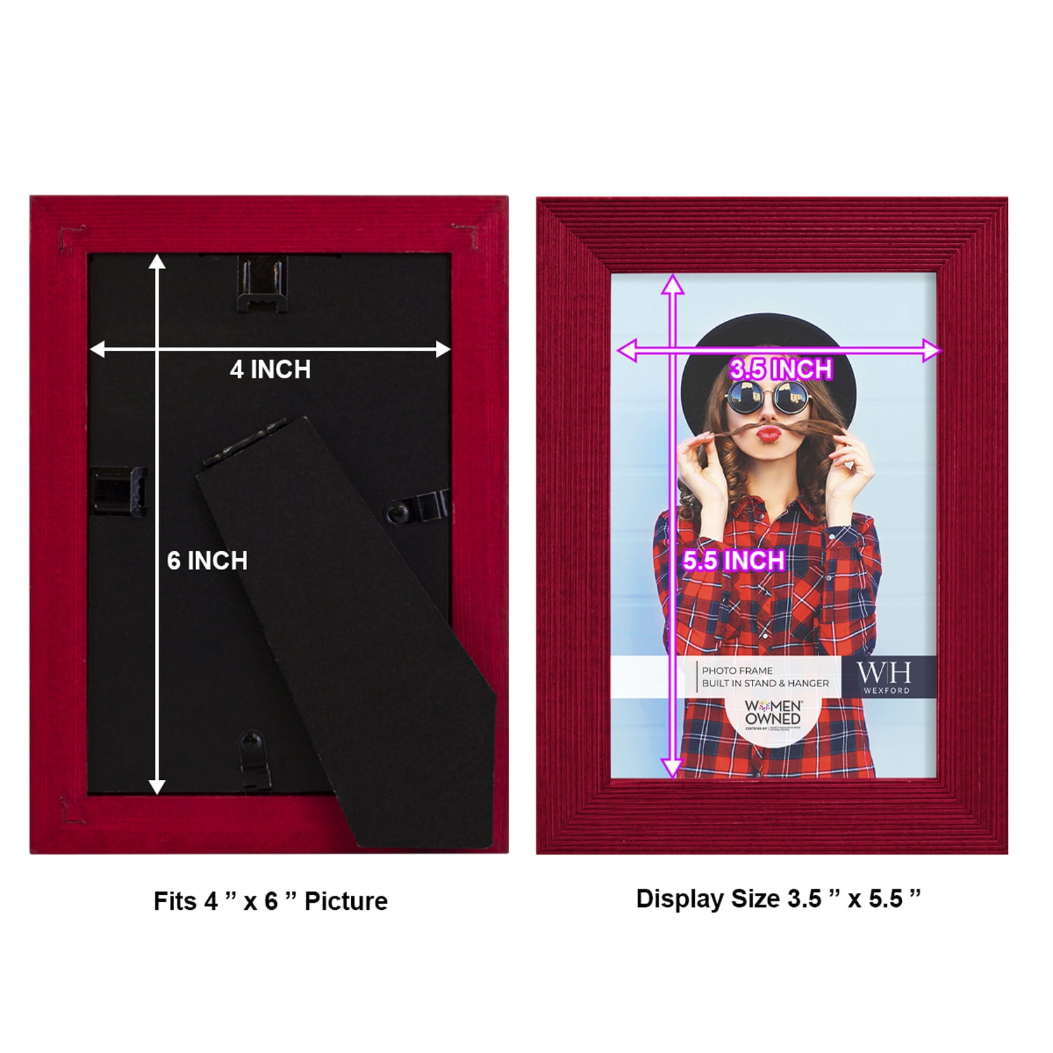 Bold Burgundy Solid Wood Picture Frame, 4 x 6