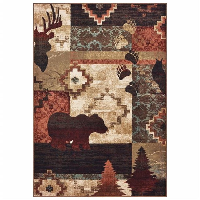 4 x 6 Pi. Animal Loge Rectangle Zone Tapis&44; Brun Rustique