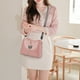 thumbnail image 4 of Bolsa de hombro de cuero suave lavado para mujeres, gran capacidad con cierre de cremallera múltiple, con concha, rosa, 4 of 9