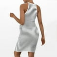 thumbnail image 6 of Danhjin Pinstrip Dress for Maternity Off the Shoulder Color Matching Sleeveless Crew Neck Dress Holiday Vacation Going Out Comfy Outfit Fashion Thin Loungewear Dress, 6 of 6