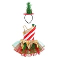 thumbnail image 3 of ZDHoor Girls Stripe Candy Cane Christmas Costume Santa Elf Dress Up Ballet Tutu Leotard Dance Dress Red-A 14, 3 of 7