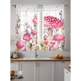 thumbnail image 4 of Sheer Curtains 72 inches Long, Watercolor Mushroom Pink Flower Butterfly Ladybug Light Filtering Sheer Window Curtains Rod Pocket Voile Drapes for Bedroom Living Room, 52"W x 72"L 2 Panels, 4 of 7