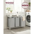 thumbnail image 2 of VASAGLE Laundry Hamper, Laundry Basket, Laundry Sorter with 3 Pull-Out and Removable Bags, Shelf, Metal Frame, 3 x 10 Gallons (38 L), Dove Gray, 2 of 7