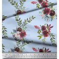 thumbnail image 2 of Soimoi Blue Cotton Duck Fabric Leaves & Faith Rose Floral Printed Fabric 1 Yard 58 Inch Wide, 2 of 3