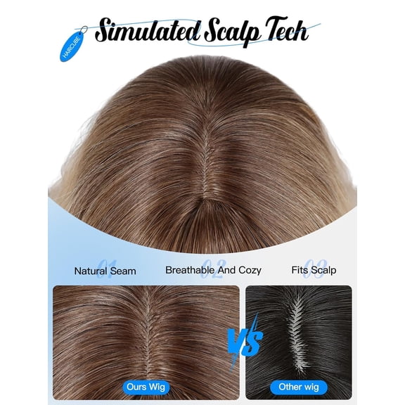 SHILIU-Long Wig with Bangs Synthetic Wavy Wigs for Women Blonde with Highlights Color