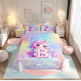 thumbnail image 2 of Erosebridal Kawaii Unicorn Bedding Full Comforter Set, Personalized Letter B Down Comforter, Cute Stars Clouds Bedding Sets Full With Comforter, Breathable Room Decorative,3 Pieces Reversible, 2 of 6