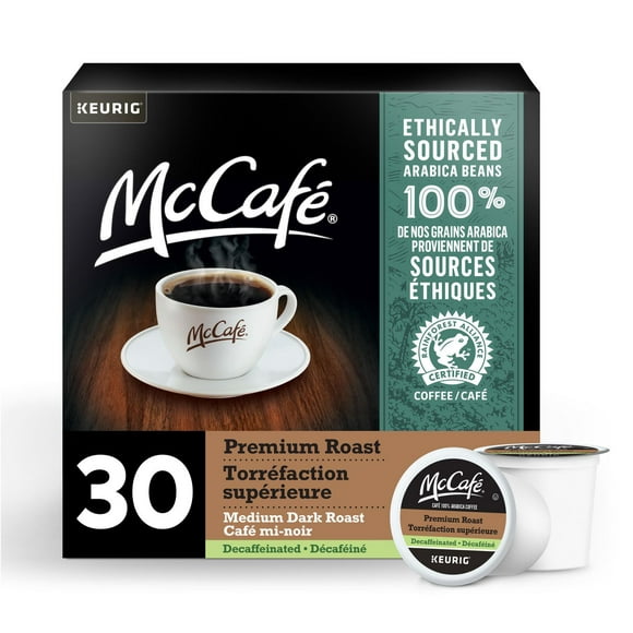 McCafé Premium Medium Dark Roast, Decaf, K-Cup Coffee Pods, 30 count