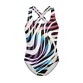 thumbnail image 4 of Uorisanigo Girls Bathing Suits Size 11-12 Colorful Zebra Print One Piece Swimming Lessons Swimwear Polyester and Spandex Fabric Athletic Practice Suit, 4 of 7
