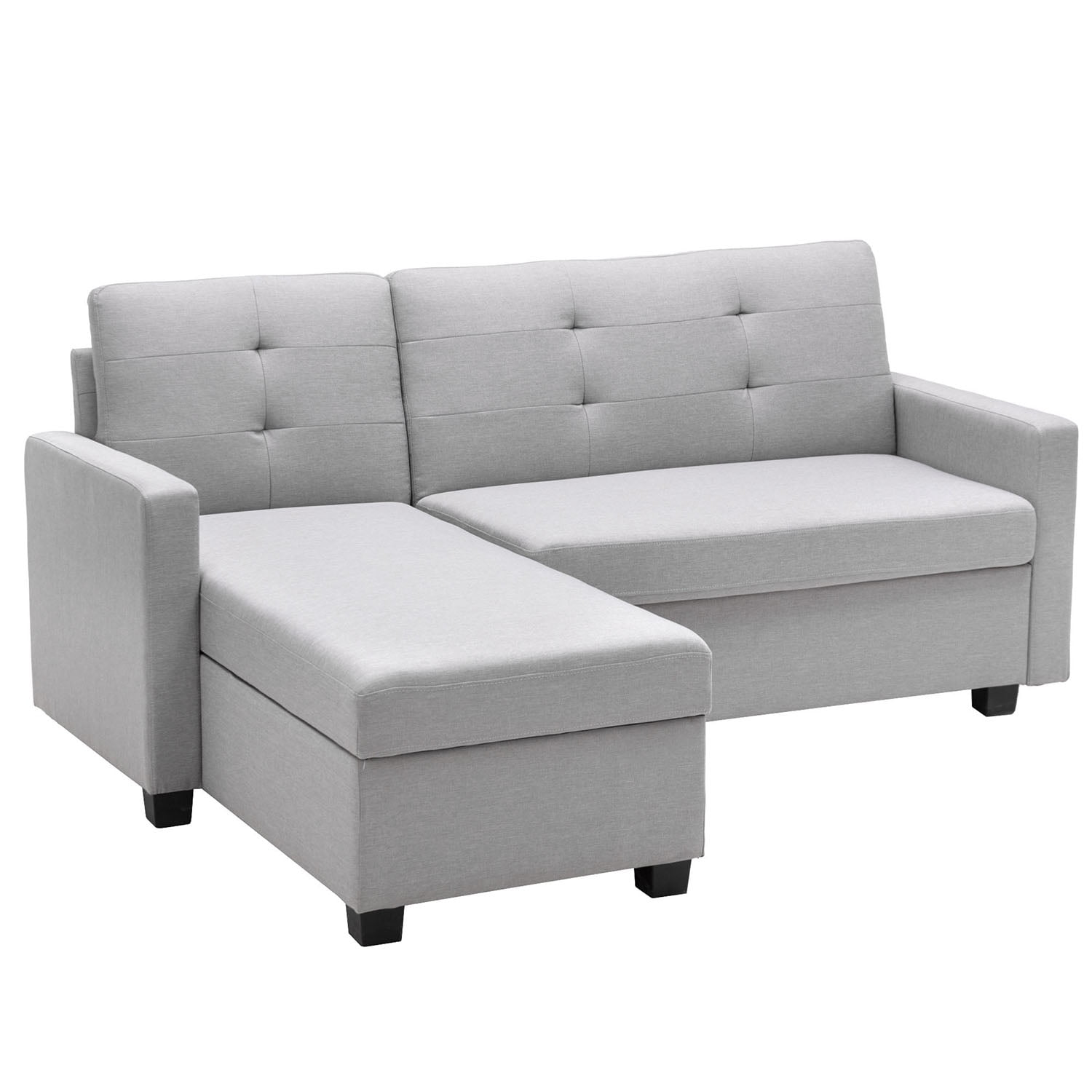 Kepooman L-Shape Convertible Couch Bed, 78.3" Sofa Bed with Storage Chaise, Linen Pull Out Couch Bed for Office, Light Gray Kepooman L-Shape Convertible Couch Bed, 78.3" Sofa Bed with Storage Chaise, Linen Pull Out Couch Bed for Office, Light Gray