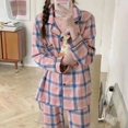 thumbnail image 1 of Pijamas navideños a cuadros para mujer, ropa de dormir coreana, Pijamas de otoño, ropa bonita, Conjuntos de pantalones de 2 piezas, ropa de descanso, traje de Pj, 1 of 4