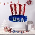 thumbnail image 5 of Red White Blue Patriotic Tinsel Wreath, 4th of July Festive Shaped Hanging Ornament, American Flag Inspired Decor for Front Door, Wall, Window, Independence Day and Patriotic Celebration, 5 of 7