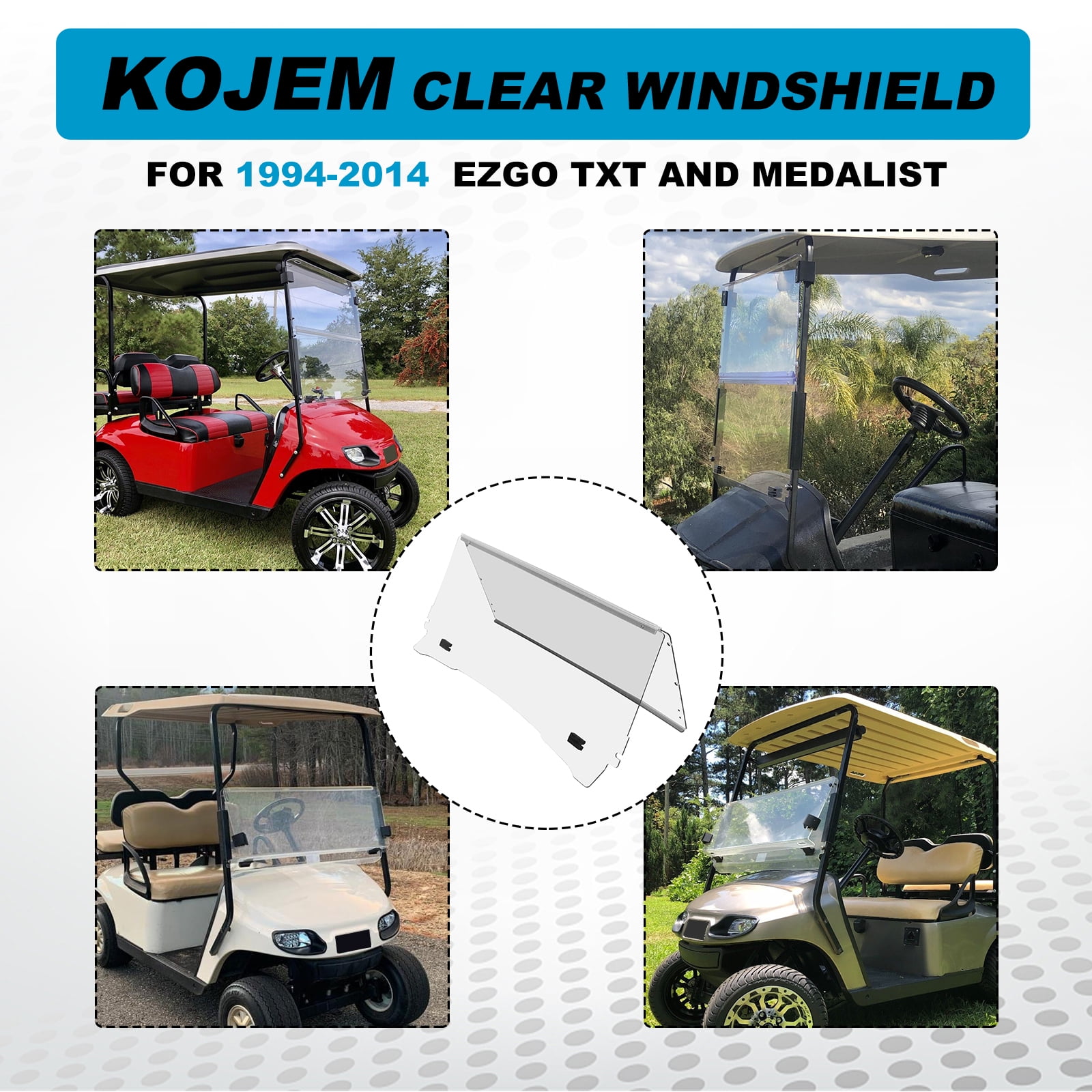 Windschutzscheibe Für EZGO TXT Golfwagen (1994–2014) – Getönt, 4 Mm Acryl, 101x83 Cm
