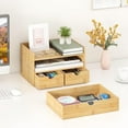 thumbnail image 5 of Bamboo Desk Organizer with Drawers Desktop Storage Drawers for Bills Office Supplies Kitchen Utensils Organizing Tool for Home Classroom Organization No Assembly (Nature 3 Drawers), 5 of 14
